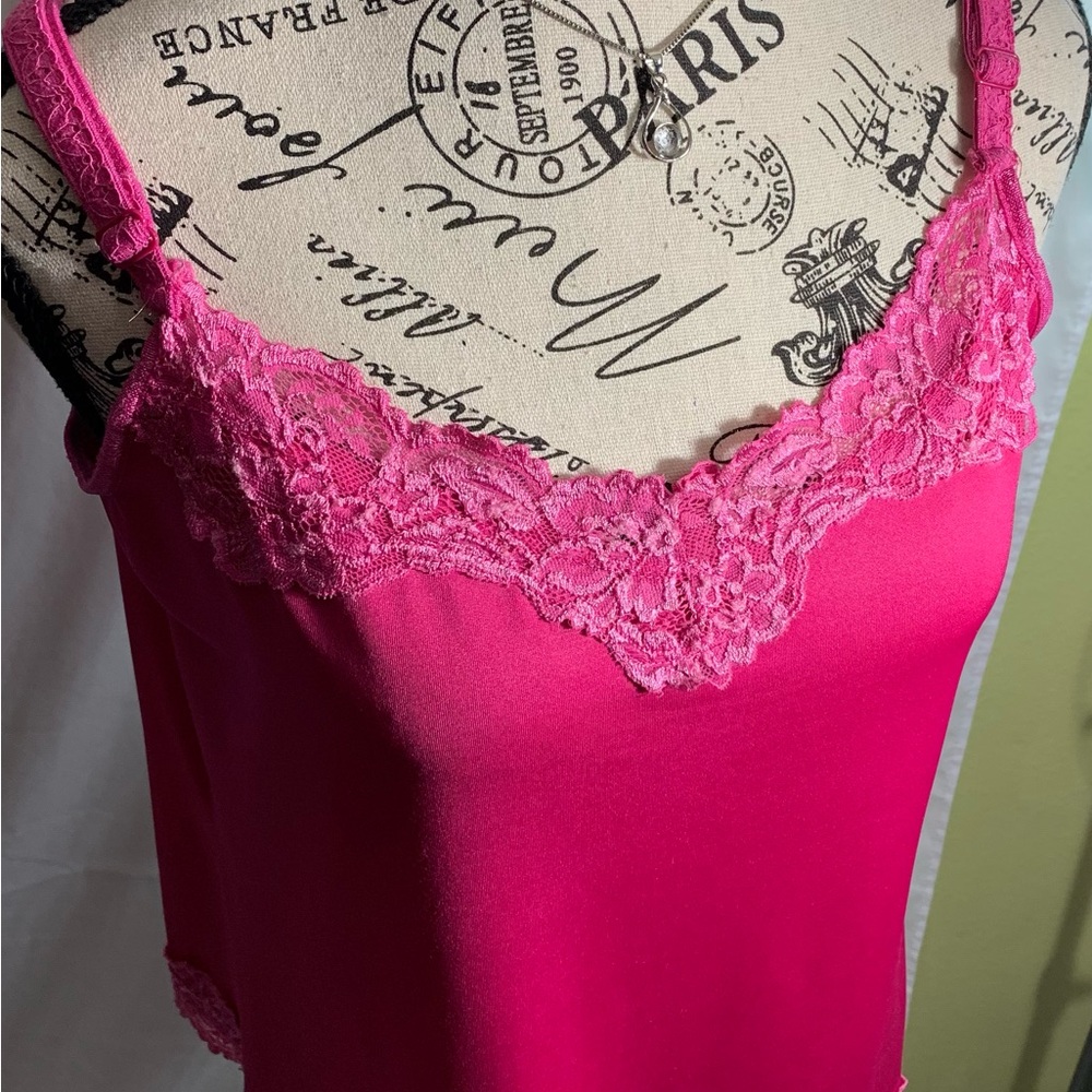 Avenue Turquoise Lace Accent Camisole Hot Pink